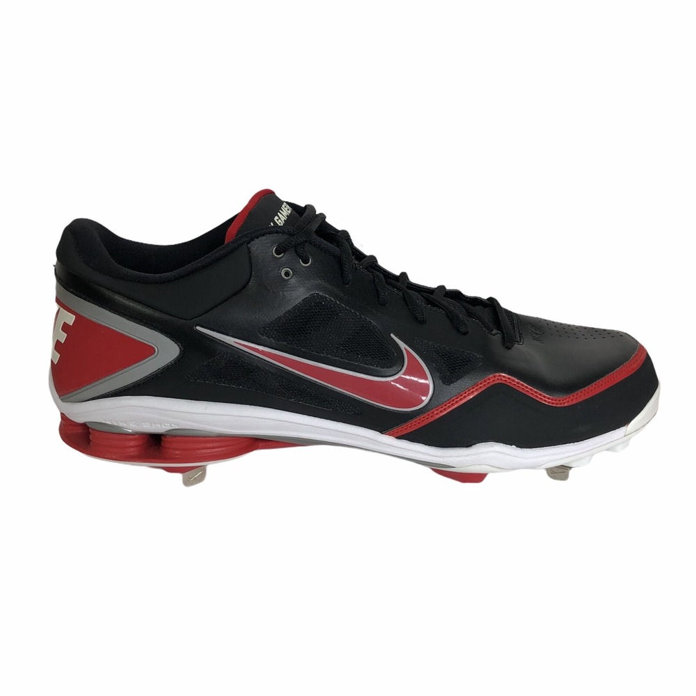 Nike Shox Gamer Mens Baseball‎ Spikes Black Red 467984-061 Size 15 Mint SH845